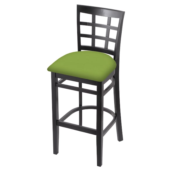 25" Counter Stool, Black Finish, Canter Kiwi Green Seat